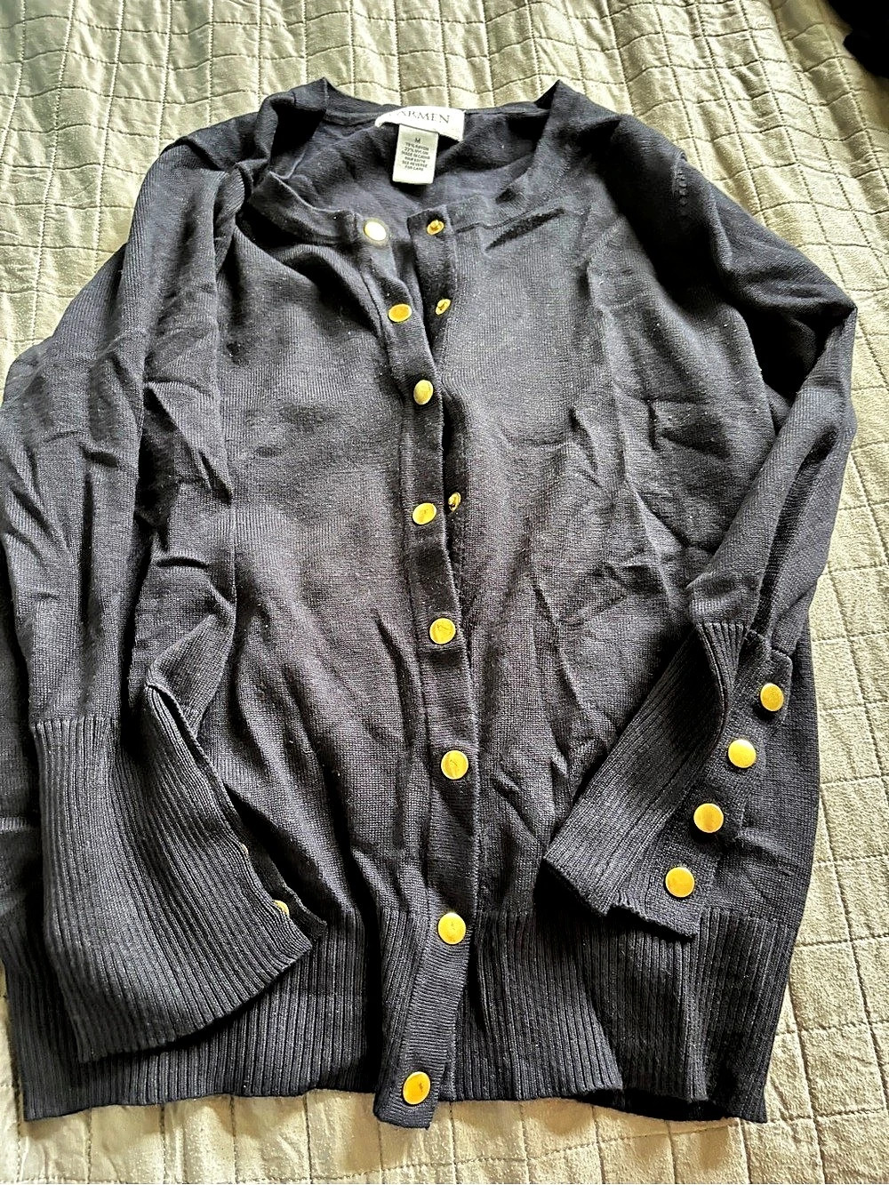 Carmen Button-Front Cardigan in navy Size Medium